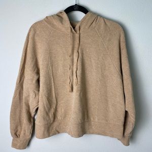 Camel color sweater with hood